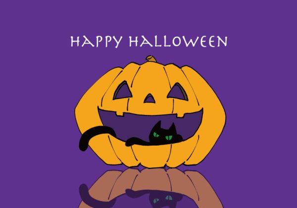 Happy Halloween,ハロウィン、待ち受け、ロック画面、ホーム画面、スマホ用、黒猫、かぼちゃ、壁紙