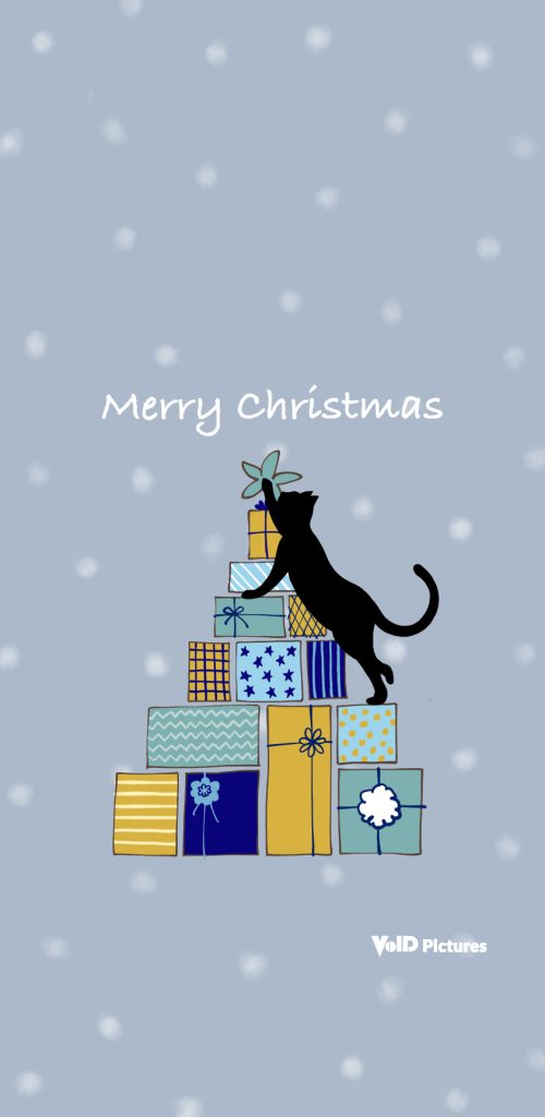 クリスマス、ホーム画面、ロック画面、待ち受け、chirstmas、merrychirstmas,cat,present,void,blackcat